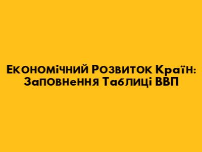 Економічний Розвиток Країн: Заповнення Таблиці ВВП