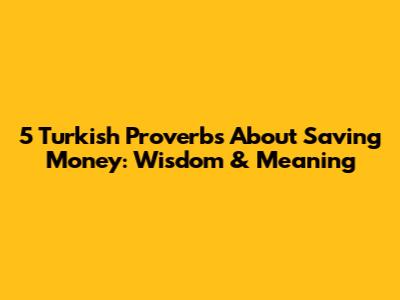 5 Turkish Proverbs About Saving Money: Wisdom & Meaning