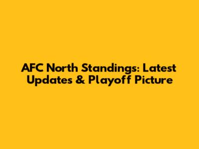 AFC North Standings: Latest Updates & Playoff Picture