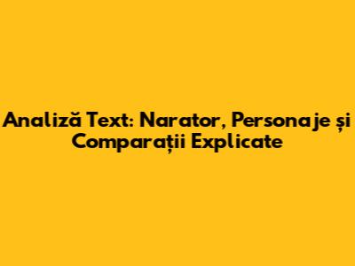 Analiză Text: Narator, Personaje și Comparații Explicate