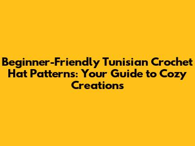 Beginner-Friendly Tunisian Crochet Hat Patterns: Your Guide to Cozy Creations
