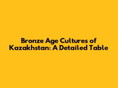 Bronze Age Cultures of Kazakhstan: A Detailed Table