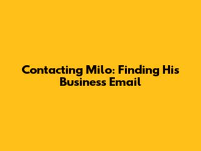 Contacting Milo: Finding His Business Email