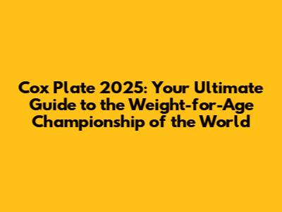 Cox Plate 2025: Your Ultimate Guide to the "Weight-for-Age Championship of the World"