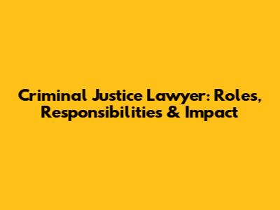 Criminal Justice Lawyer: Roles, Responsibilities & Impact