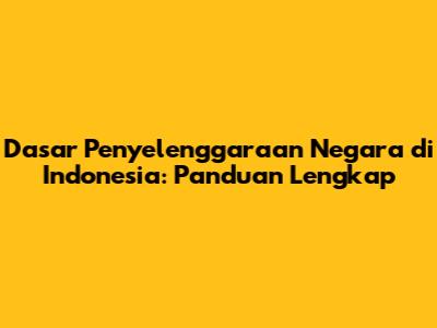 Dasar Penyelenggaraan Negara di Indonesia: Panduan Lengkap