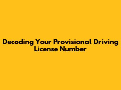 Decoding Your Provisional Driving License Number