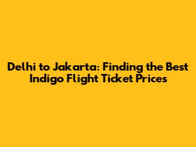 Delhi to Jakarta: Finding the Best Indigo Flight Ticket Prices