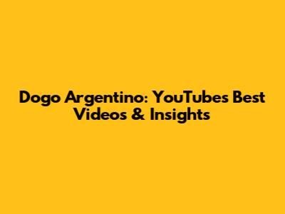 Dogo Argentino: YouTube's Best Videos & Insights