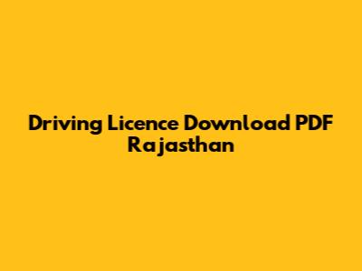 Driving Licence Download PDF Rajasthan