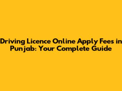 Driving Licence Online Apply Fees in Punjab: Your Complete Guide