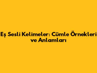 Eş Sesli Kelimeler: Cümle Örnekleri ve Anlamları