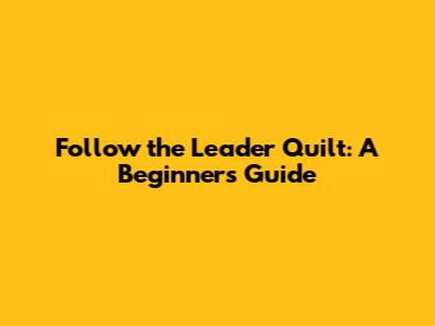 Follow the Leader Quilt: A Beginner's Guide