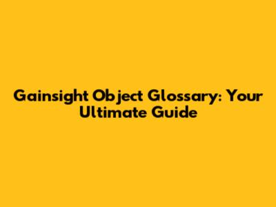 Gainsight Object Glossary: Your Ultimate Guide