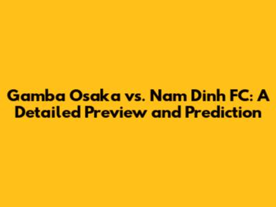 Gamba Osaka vs. Nam Dinh FC: A Detailed Preview and Prediction