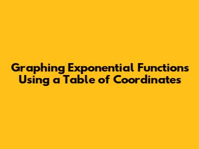 Graphing Exponential Functions Using a Table of Coordinates