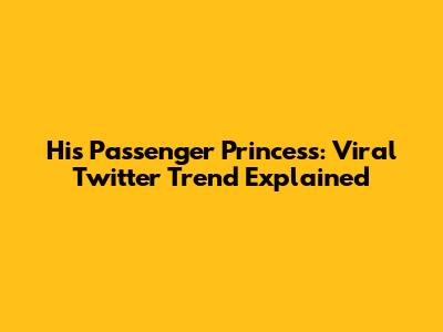His Passenger Princess: Viral Twitter Trend Explained