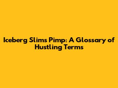 Iceberg Slim's Pimp: A Glossary of Hustling Terms
