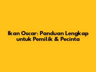 Ikan Oscar: Panduan Lengkap untuk Pemilik & Pecinta