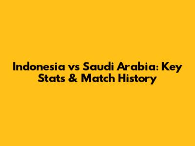 Indonesia vs Saudi Arabia: Key Stats & Match History