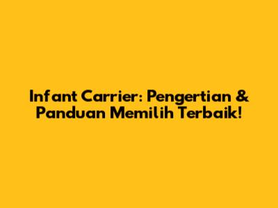 Infant Carrier: Pengertian & Panduan Memilih Terbaik!