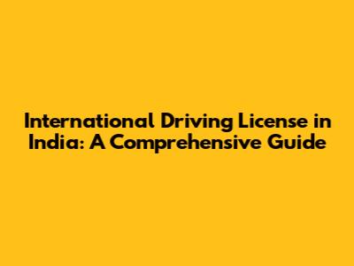 International Driving License in India: A Comprehensive Guide