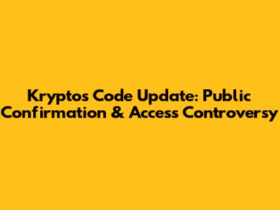 Kryptos Code Update: Public Confirmation & Access Controversy