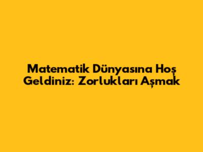 Matematik Dünyasına Hoş Geldiniz: Zorlukları Aşmak