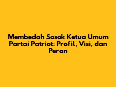 Membedah Sosok Ketua Umum Partai Patriot: Profil, Visi, dan Peran