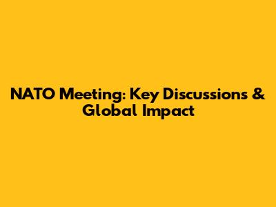 NATO Meeting: Key Discussions & Global Impact