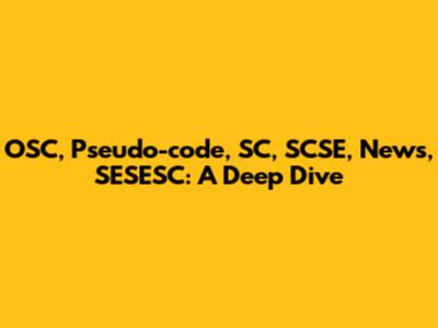 OSC, Pseudo-code, SC, SCSE, News, SESESC: A Deep Dive