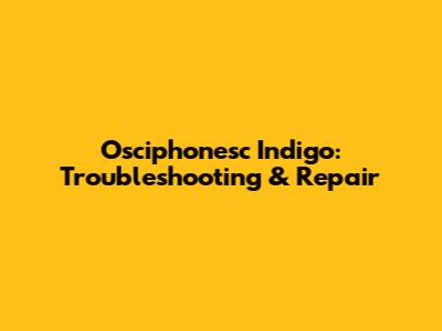 Osciphonesc Indigo: Troubleshooting & Repair