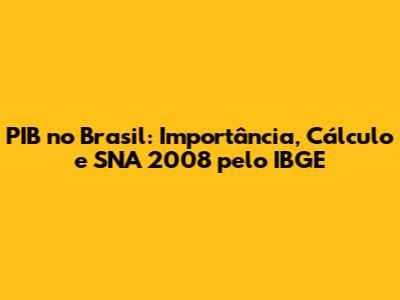 PIB no Brasil: Importância, Cálculo e SNA 2008 pelo IBGE