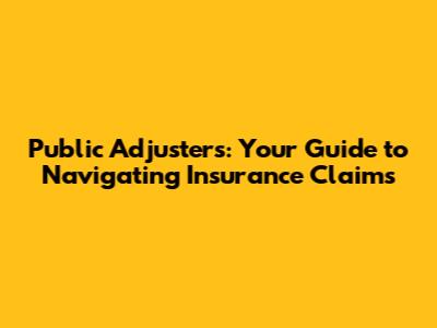 Public Adjusters: Your Guide to Navigating Insurance Claims