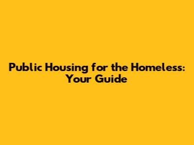 Public Housing for the Homeless: Your Guide