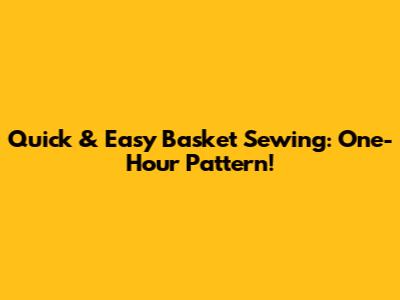 Quick & Easy Basket Sewing: One-Hour Pattern!