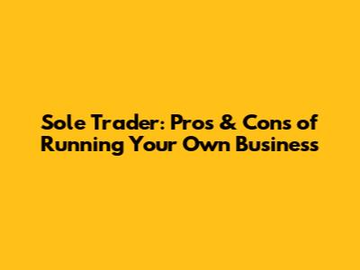 Sole Trader: Pros & Cons of Running Your Own Business