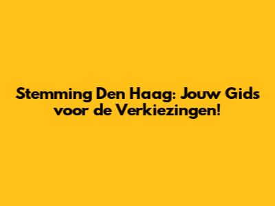 Stemming Den Haag: Jouw Gids voor de Verkiezingen!