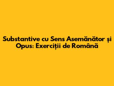 Substantive cu Sens Asemănător și Opus: Exerciții de Română