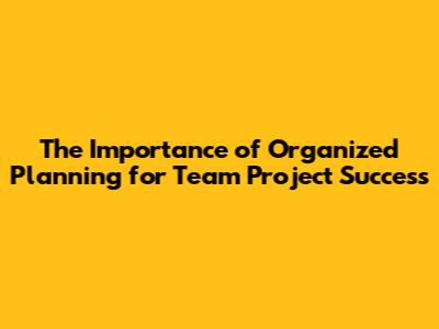 The Importance of Organized Planning for Team Project Success