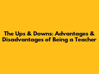 The Ups & Downs: Advantages & Disadvantages of Being a Teacher