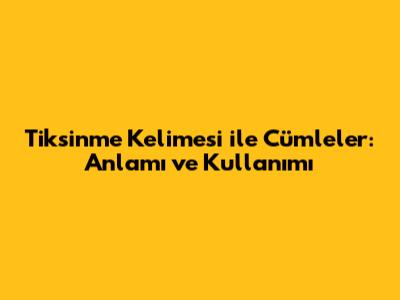 Tiksinme Kelimesi ile Cümleler: Anlamı ve Kullanımı
