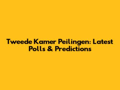 Tweede Kamer Peilingen: Latest Polls & Predictions