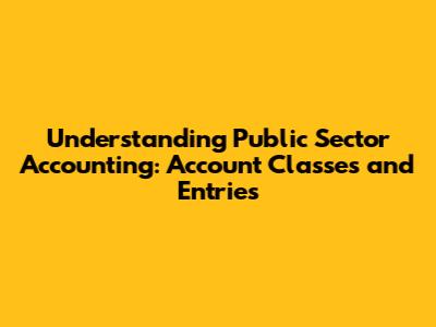 Understanding Public Sector Accounting: Account Classes and Entries