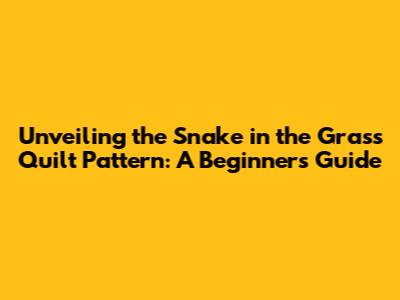 Unveiling the Snake in the Grass Quilt Pattern: A Beginner's Guide