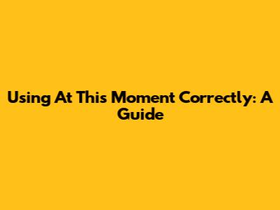 Using 'At This Moment' Correctly: A Guide