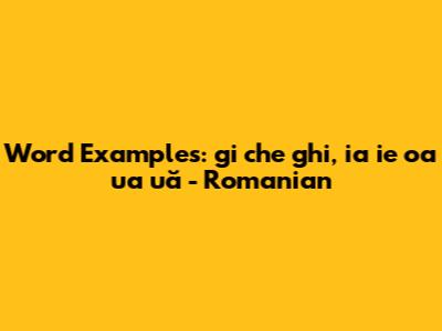 Word Examples: 'gi che ghi', 'ia ie oa ua uă' - Romanian